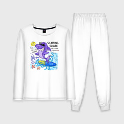 Акула серфингист – Женская пижама с лонгсливом хлопок с принтом купить
