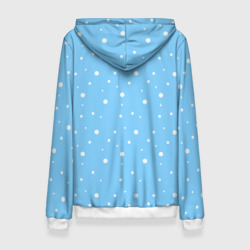 Толстовка с принтом Котик в свитере под снегопадом - синий для женщины, вид сзади №1. Цвет основы: белый