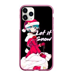 Чехол для iPhone 11 Pro Max матовый Новогодняя аниме девочка Аянами - Let it snow