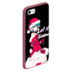 Чехол для iPhone 5/5S матовый Новогодняя аниме девочка Аянами - Let it snow - фото 2