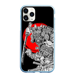 Чехол для iPhone 11 Pro Max матовый Самурай с мечом на черном фоне