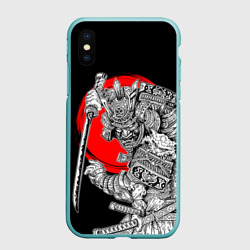 Чехол для iPhone XS Max матовый Самурай с мечом на черном фоне
