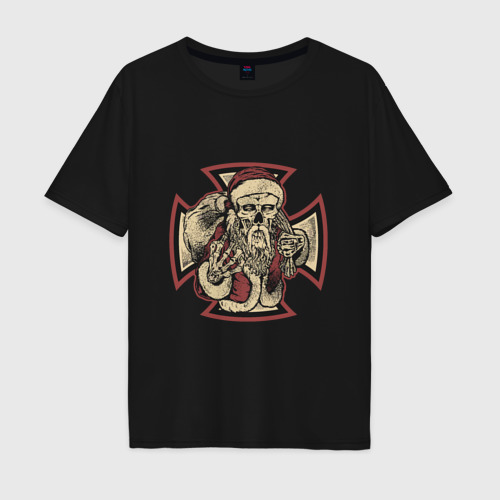 Мужская футболка хлопок Oversize с принтом Skeletor Santa, вид спереди #2