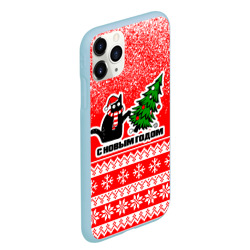 Чехол для iPhone 11 Pro Max матовый С новым годом - котик и ёлка - фото 2