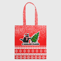 Шоппер 3D С новым годом - котик и ёлка