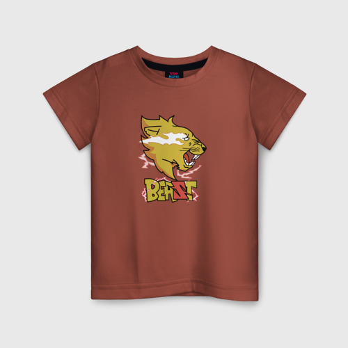 Детская футболка хлопок MrBeast lightning - Cotton, цвет кирпичный