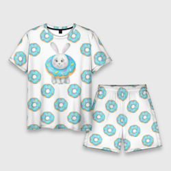 Мужской костюм с шортами 3D Паттерн с зайцем и голубыми пончиками