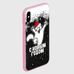Чехол для iPhone XS Max матовый С Новым годом - кот Саймона и снежинки - фото 2