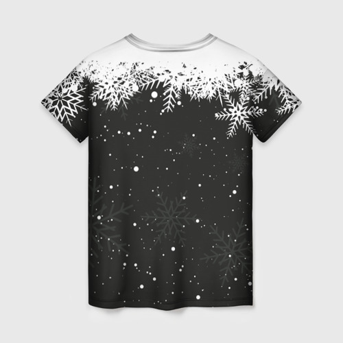 Женская футболка 3D С Новым годом - кот Саймона и снежинки, цвет 3D печать - фото 2