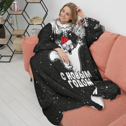 Плед с рукавами С Новым годом - кот Саймона и снежинки - фото 2