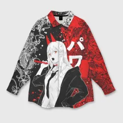 Женская рубашка oversize 3D Пауэр и драконы