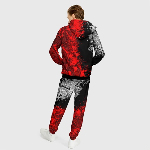 Мужской 3D костюм с принтом Пауэр и драконы, вид сзади #2