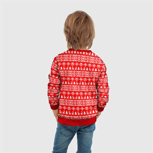 Детский свитшот 3D с принтом New Year's winter pattern, вид сзади #2