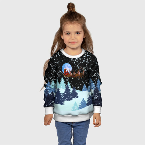 Детский свитшот 3D Санта на оленях в ночном небе, цвет 3D печать - фото 7