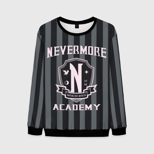 Мужской свитшот 3D с принтом Уэнcдей - Nevermore Academy - Академия Невермор, вид спереди #2