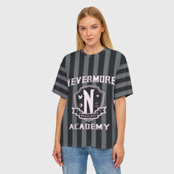 Женская футболка oversize 3D Уэнcдей - Nevermore Academy - Академия Невермор - фото 2