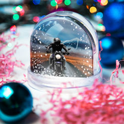 Игрушка Снежный шар Мотоцикл в горах - фото 2