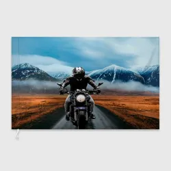Флаг 3D Мотоцикл в горах