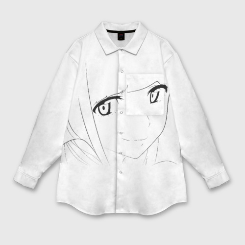 Мужская рубашка oversize 3D с принтом Аниме девочка скетч, вид спереди #2