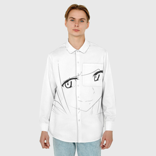 Мужская рубашка oversize 3D с принтом Аниме девочка скетч, фото на моделе #1