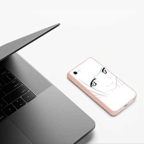 Чехол для iPhone 5/5S матовый Аниме девочка скетч, цвет светло-розовый - фото 5
