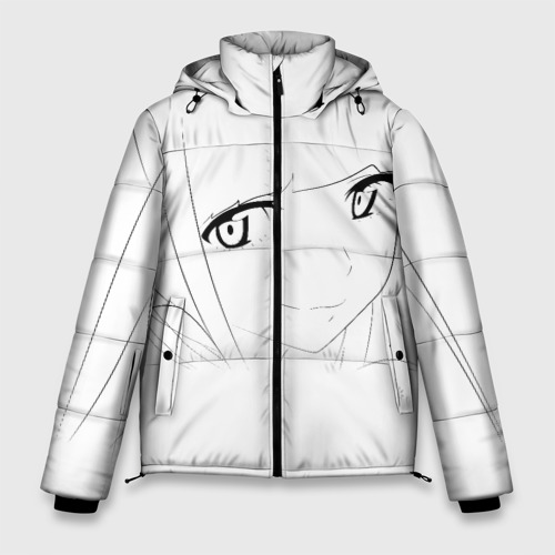 Мужская зимняя куртка 3D с принтом Аниме девочка скетч, вид спереди #2