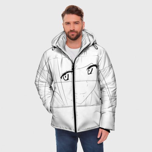 Мужская зимняя куртка 3D с принтом Аниме девочка скетч, фото на моделе #1