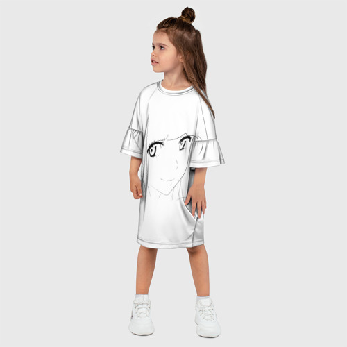 Детское платье 3D Аниме девочка скетч, цвет 3D печать - фото 3