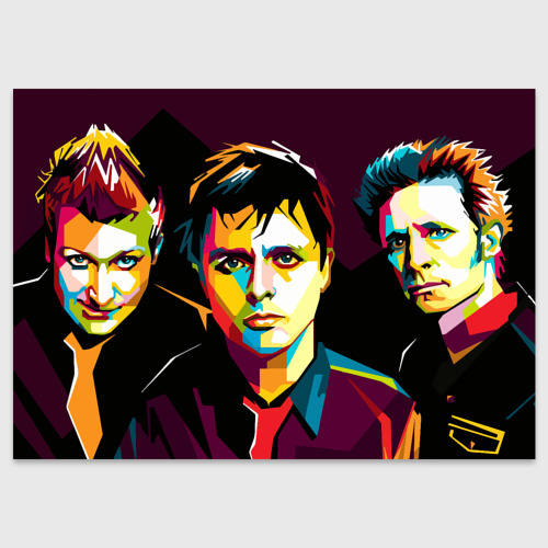 Поздравительная открытка Green day portrait, цвет белый