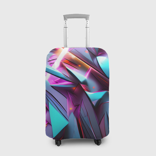 Чехол для чемодана 3D Осколки голубовато-металлические, цвет 3D печать