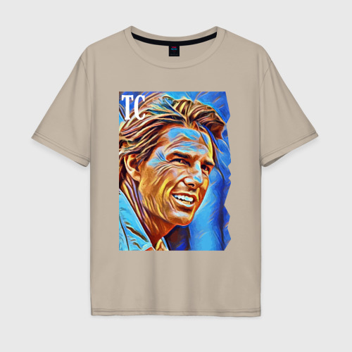 Мужская футболка хлопок Oversize Tom Cruise - film actor, цвет миндальный