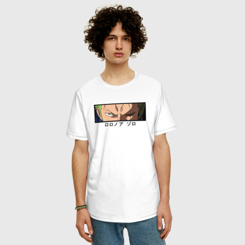 Мужская футболка хлопок Oversize с принтом Зоро Ророноа, фото на моделе #1