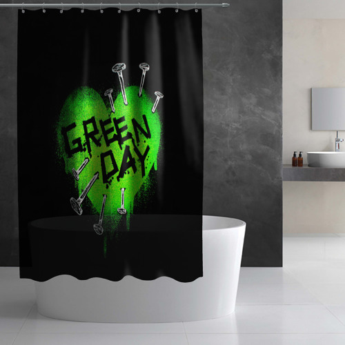 Штора 3D для ванной Green day heart nails - фото 2