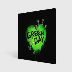Холст квадратный Green day heart nails