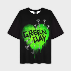 Мужская футболка oversize 3D Green day heart nails