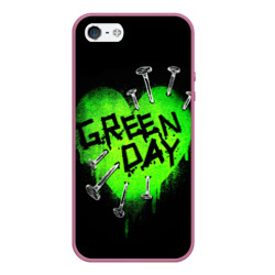 Чехол для iPhone 5/5S матовый Green day heart nails