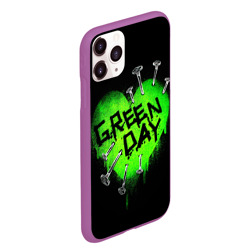 Чехол для iPhone 11 Pro Max матовый Green day heart nails - фото 2