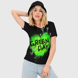 Женская футболка 3D Slim Green day heart nails - фото 2