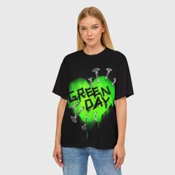 Женская футболка oversize 3D Green day heart nails - фото 2