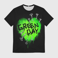 Мужская футболка 3D Green day heart nails