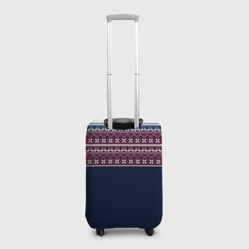Чехол для чемодана 3D Скандинавский орнамент на синем, бордовом фоне, цвет 3D печать - фото 2