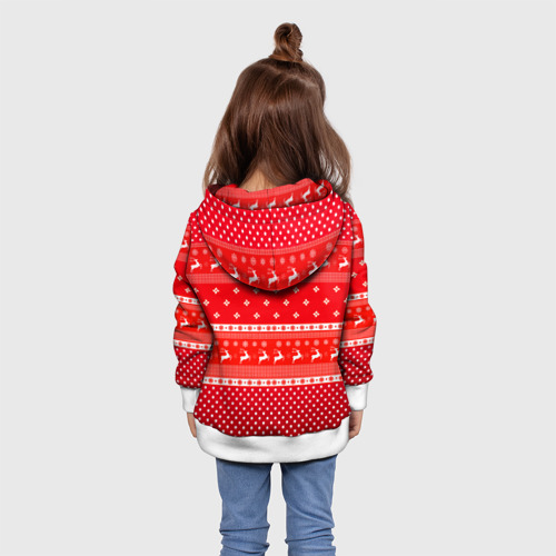 Детская толстовка 3D с принтом Праздничный красный свитер, вид сзади #2