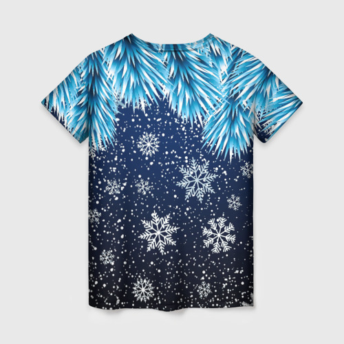 Женская футболка 3D с принтом Night snowflakes, вид сзади #1