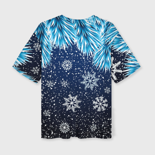 Женская футболка oversize 3D Night snowflakes, цвет 3D печать - фото 2