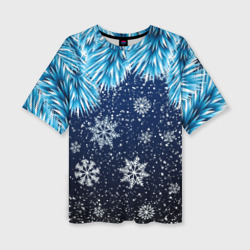 Женская футболка oversize 3D Night snowflakes