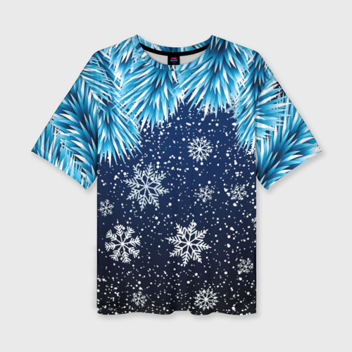 Женская футболка oversize 3D Night snowflakes, цвет 3D печать