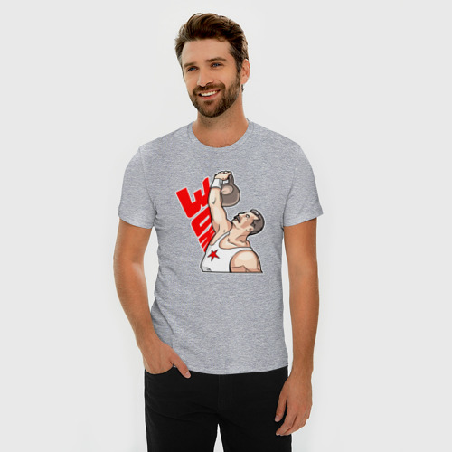 Мужская футболка хлопок Slim Сталин за зож, цвет меланж - фото 3