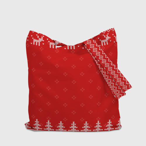 Шоппер 3D с принтом Новогодняя Карина: свитер с оленями, вид сзади #2