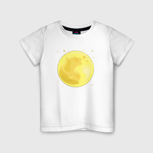 Детская футболка хлопок с принтом Луна и звезды, вид спереди #2