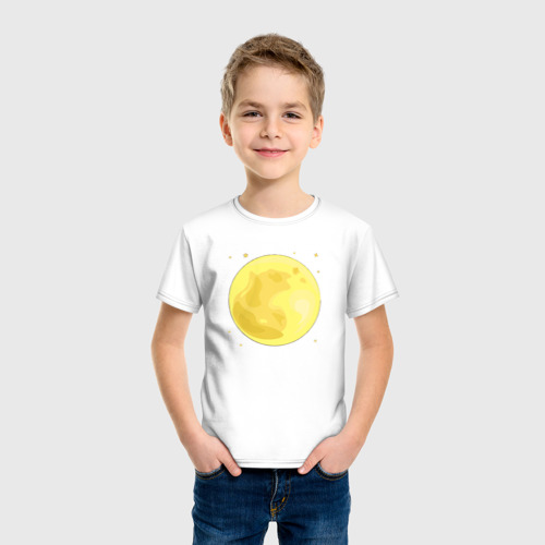 Детская футболка хлопок с принтом Луна и звезды, фото на моделе #1